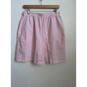 Vintage Pink White Seersucker Pull On Shorts Womens Large